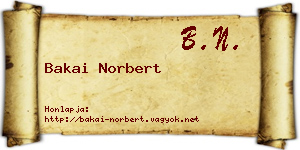 Bakai Norbert névjegykártya